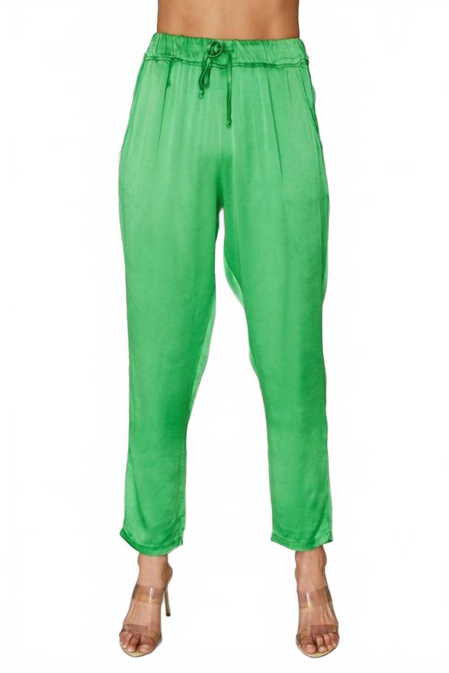 NEW MILIO MILANO women's silky straight leg pant in green